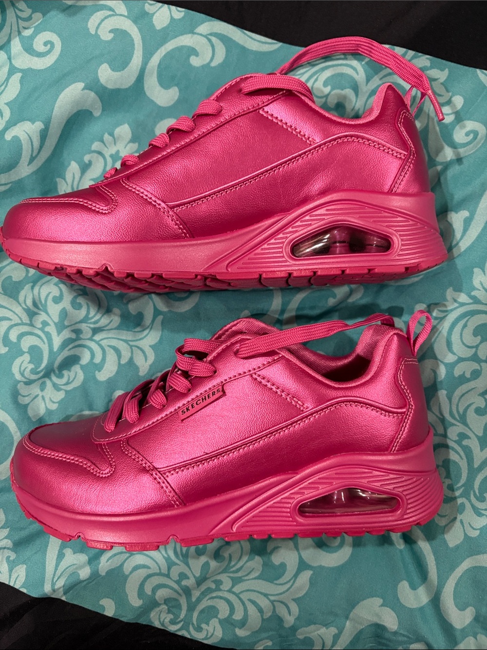 Sketchers metallic magenta lace up galactic gal sneakers size 8